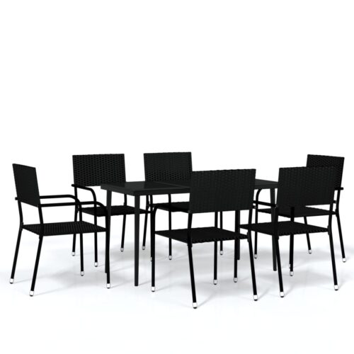 7-Piece Garden Dining Set Black Outdoor Patio Lounge Furniture