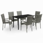 7-Piece Garden Dining Set Grey Black Outdoor Patio Lounge Furniture
