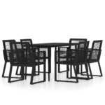 7-Piece Garden Dining Set Black Outdoor Patio Lounge Furniture