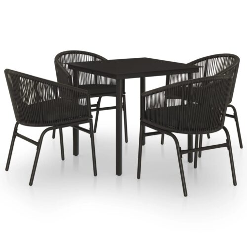 5-Piece Garden Dining Set Black