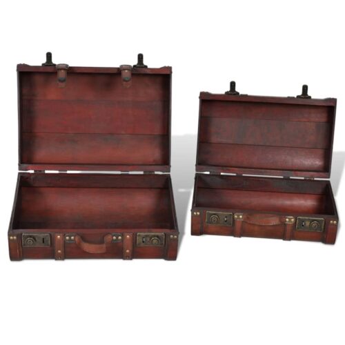 2x Wooden Treasure Chest Large Vintage Storage Box Display Ottoman Antique Table - Image 5