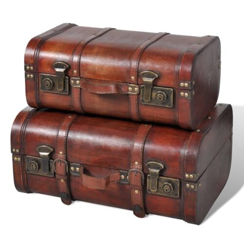 2x Wooden Treasure Chest Large Vintage Storage Box Display Ottoman Antique Table - Image 8