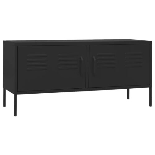 TV Cabinet Black 105x35x50cm Steel - Image 2