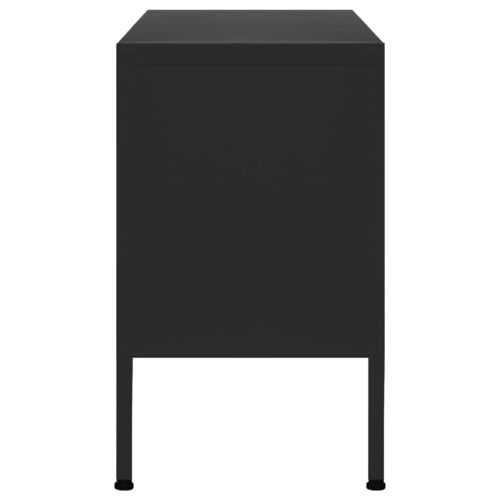 TV Cabinet Black 105x35x50cm Steel - Image 4