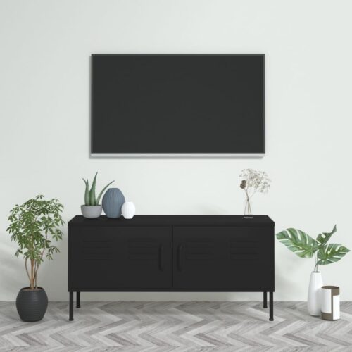TV Cabinet Black 105x35x50cm Steel - Image 11