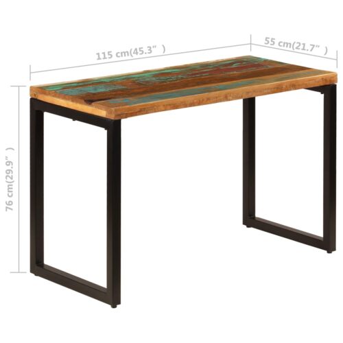 Dining Table 115x55x76cm Solid Reclaimed Wood Steel - Image 9