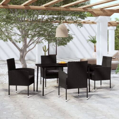 5-Piece Garden Dining Set Black - Image 9