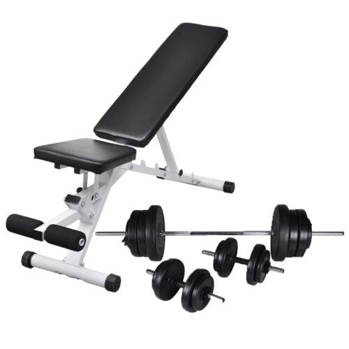 Workout Bench with Barbell Dumbbell Set 60.5 kg