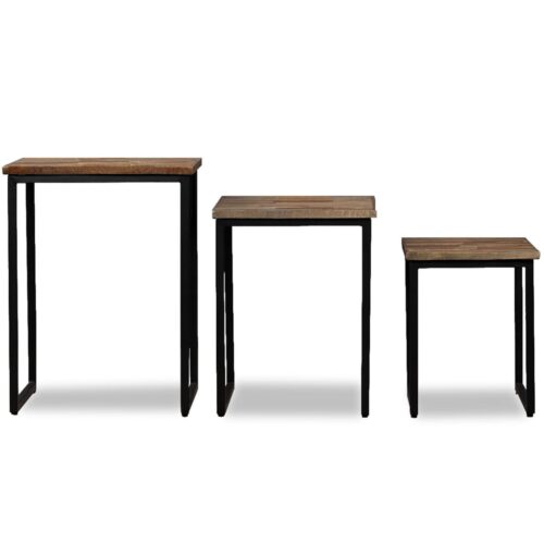 3-Piece Nesting Coffee Table Set Solid Reclaimed Teak - Image 2
