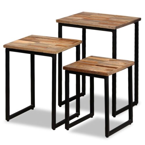 3-Piece Nesting Coffee Table Set Solid Reclaimed Teak - Image 12