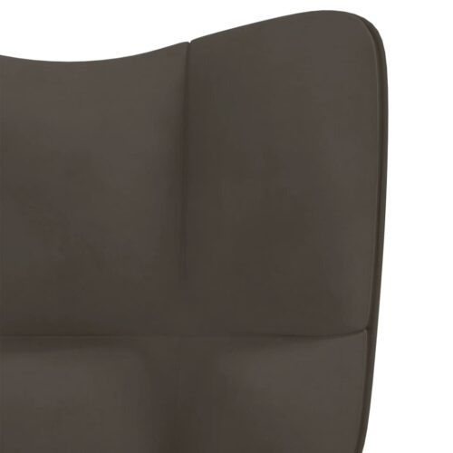 Rocking Chair with a Stool Dark Grey Velvet - Image 8