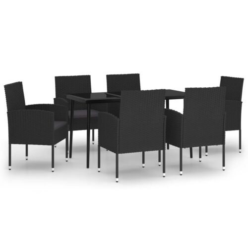 7-Piece Garden Dining Set Black Outdoor Patio Lounge Furniture