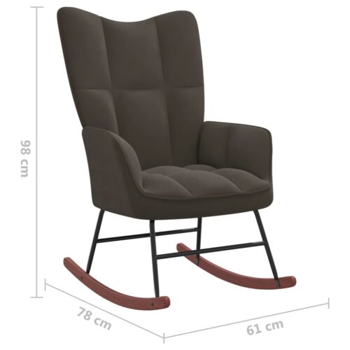 Rocking Chair with a Stool Dark Grey Velvet - Image 10