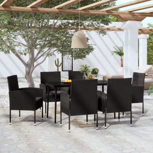 7-Piece Garden Dining Set Black Outdoor Patio Lounge Furniture - Image 9