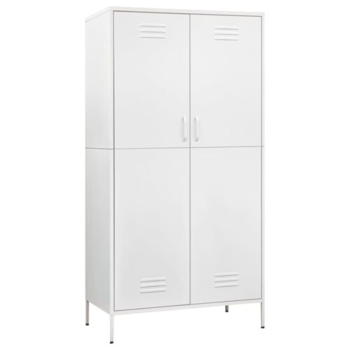 Wardrobe White 90x50x180cm Steel - Image 2