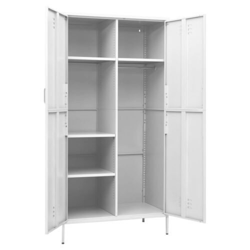 Wardrobe White 90x50x180cm Steel - Image 6