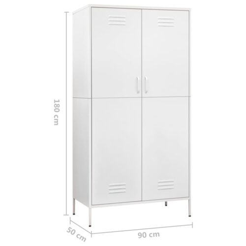 Wardrobe White 90x50x180cm Steel - Image 10