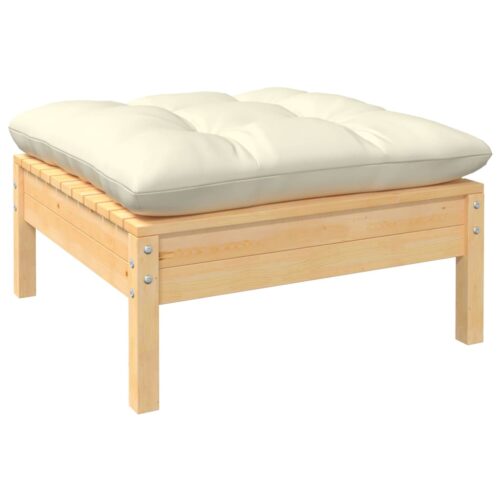 12-Piece Garden Lounge Set with Cream Cushions Pine Wood Outdoor Patio Furniture - Image 4