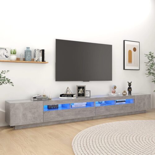 TV Cabinet with LED Lights Concrete Grey 300x35x40cm