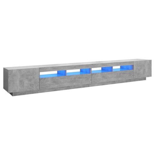 TV Cabinet with LED Lights Concrete Grey 300x35x40cm - Image 2