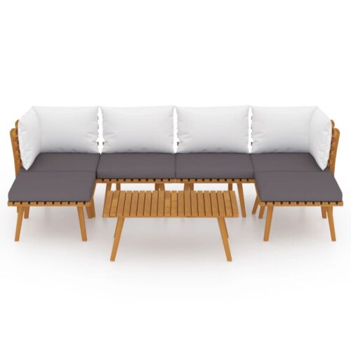 7-Piece Garden Lounge Set with Cushions Wood Timber Outdoor Patio Furniture Acacia - Image 3