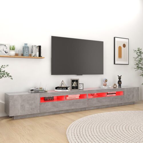TV Cabinet with LED Lights Concrete Grey 300x35x40cm - Image 4