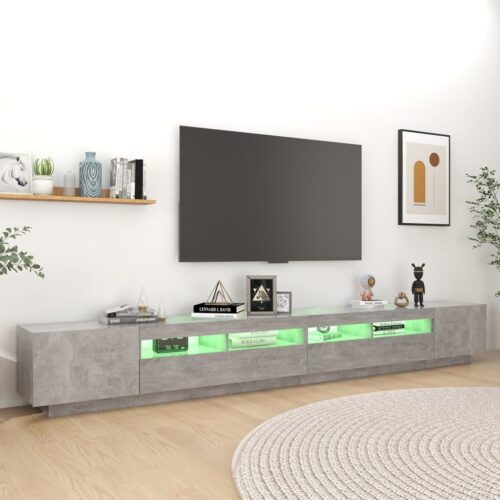 TV Cabinet with LED Lights Concrete Grey 300x35x40cm - Image 5