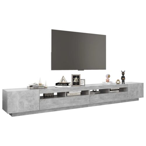 TV Cabinet with LED Lights Concrete Grey 300x35x40cm - Image 6