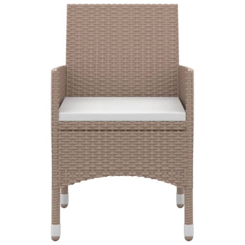 5-Piece Garden Dining Set with Cushions Poly Rattan Wicker Outdoor Patio Furniture Glass - Image 4