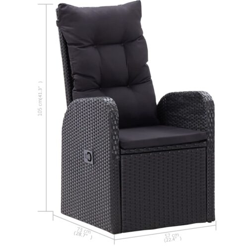 5-Piece Garden Dining Set Black - Image 11