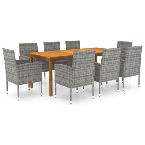 9-Piece Garden Dining Set Grey Outdoor Patio Lounge Furniture