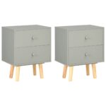 Bedside Cabinets 2pcs Grey 40x30x50cm Solid Pinewood