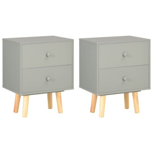 Bedside Cabinets 2pcs Grey 40x30x50cm Solid Pinewood