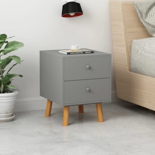 Bedside Cabinets 2pcs Grey 40x30x50cm Solid Pinewood - Image 2