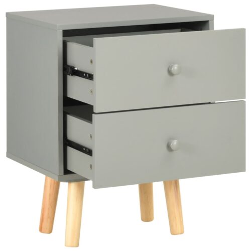 Bedside Cabinets 2pcs Grey 40x30x50cm Solid Pinewood - Image 4