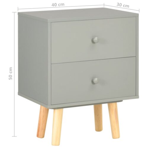 Bedside Cabinets 2pcs Grey 40x30x50cm Solid Pinewood - Image 10