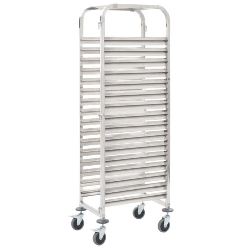16 Trays Bakers Rack Kitchen Trolley Wheels Cart Storage Shelf Organiser