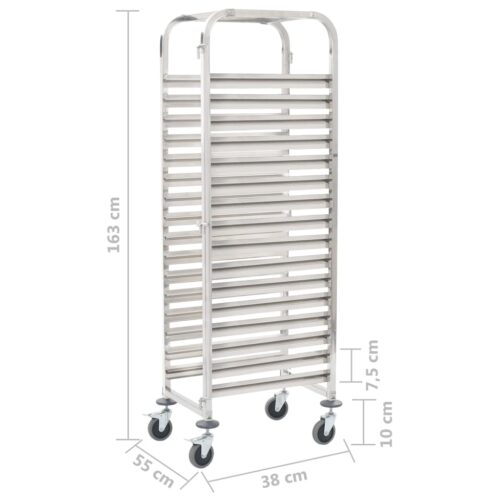 16 Trays Bakers Rack Kitchen Trolley Wheels Cart Storage Shelf Organiser - Image 6
