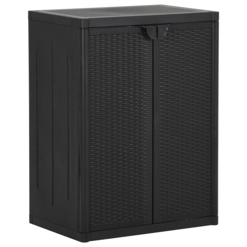 Garden Storage Cabinet Black 65x45x88cm PP Rattan