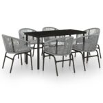 7-Piece Garden Dining Set Grey Outdoor Patio Lounge Furniture
