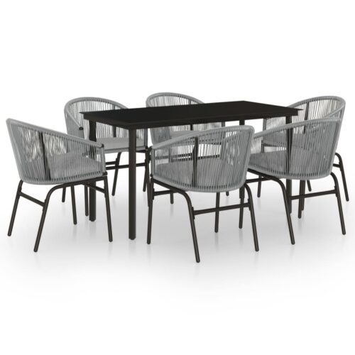 7-Piece Garden Dining Set Grey Outdoor Patio Lounge Furniture