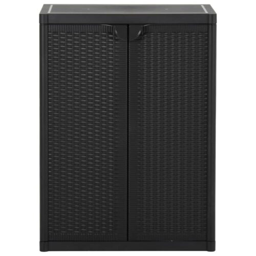 Garden Storage Cabinet Black 65x45x88cm PP Rattan - Image 2
