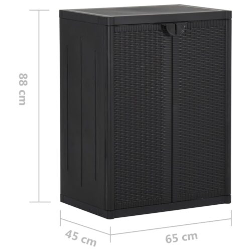 Garden Storage Cabinet Black 65x45x88cm PP Rattan - Image 8