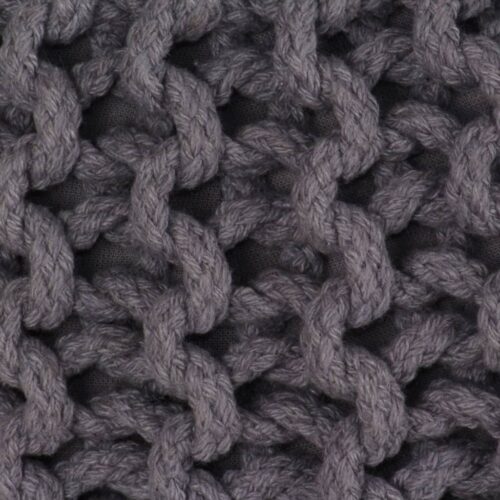 Hand-Knitted Pouffe Cotton 50x35cm Grey - Image 2
