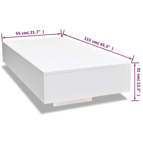 Coffee Table High Gloss White - Image 5