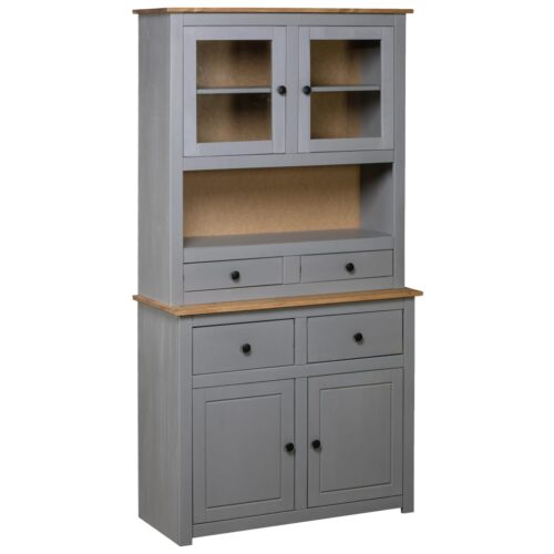 Highboard Grey 93x40.5x180cm Solid Pine Panama Range
