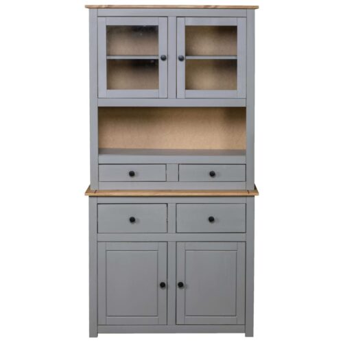 Highboard Grey 93x40.5x180cm Solid Pine Panama Range - Image 3