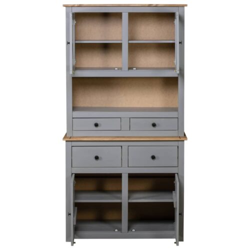 Highboard Grey 93x40.5x180cm Solid Pine Panama Range - Image 4