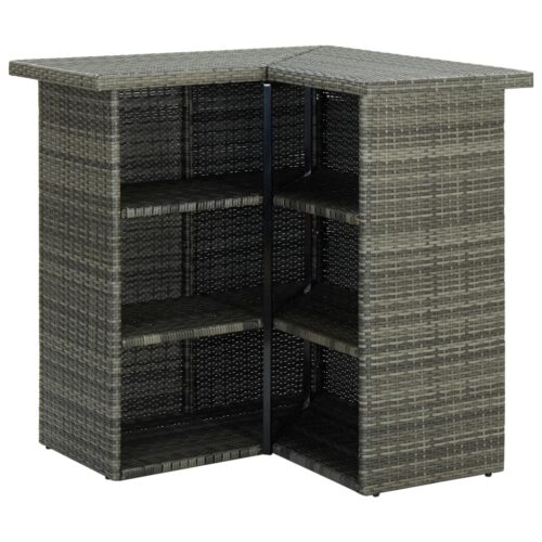 Corner Bar Table Grey 100x50x105cm Poly Rattan - Image 4