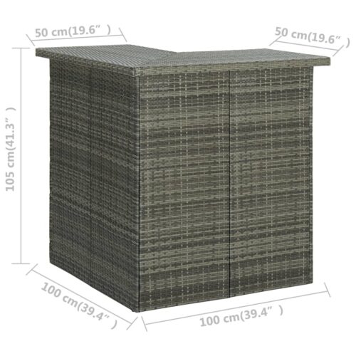 Corner Bar Table Grey 100x50x105cm Poly Rattan - Image 7